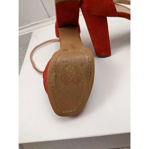Vince Camuto Womens High Heeled Open Toe Scalloped Strap Red Sandals Size 7.5