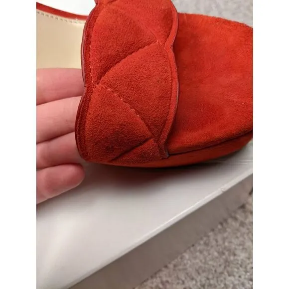 Vince Camuto Womens High Heeled Open Toe Scalloped Strap Red Sandals Size 7.5