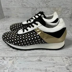 Vinci Fashion Sneakers Womens Size 7 Black Gold Embellished Lace Up Casual‎