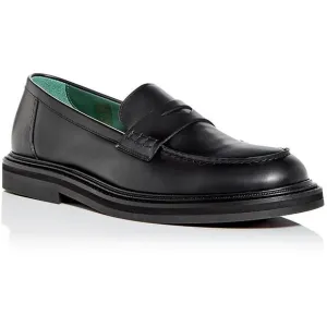 VINNY's Mens Black Solid Leather Loafers NWOB