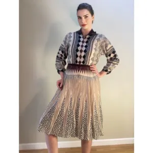 Vintage 1970s Dress Unmarked Mixed Print Tribal Cottage Core ~ Funky &amp; Fabulous