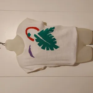 Vintage 1980s Project Abstract Tropical Leaf Motif Sleeveless Sweater Size Small