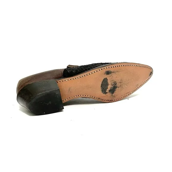 Vintage 1990s brown leather reptile skin slip on western ankle boots