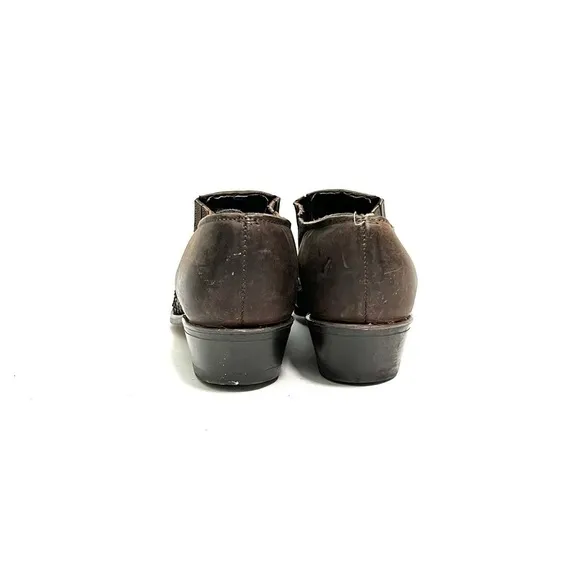 Vintage 1990s brown leather reptile skin slip on western ankle boots