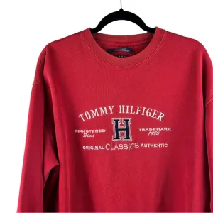 Vintage 2001 Tommy Hilfiger Red Heavyweight Crewneck Sweatshirt – Embroidered
