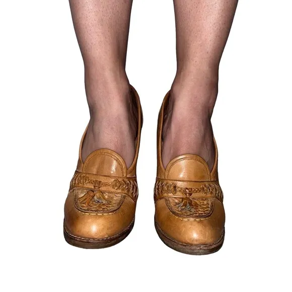 Vintage 70’s Wild Pair Brown Leather Wedge Loafers