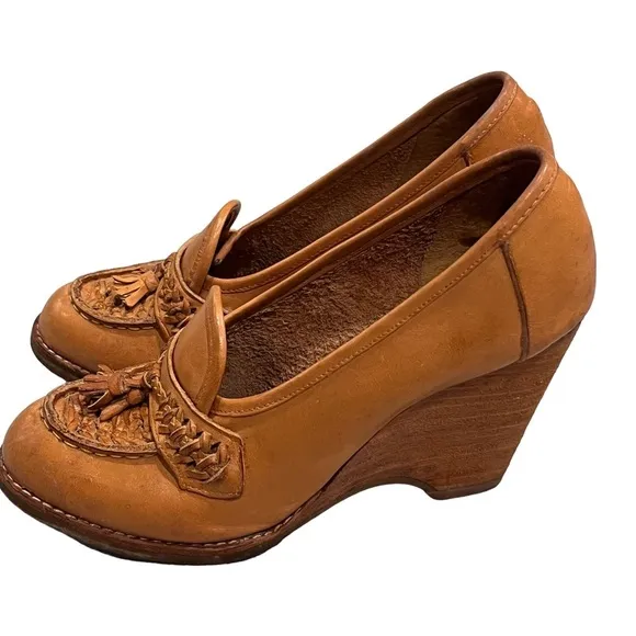 Vintage 70’s Wild Pair Brown Leather Wedge Loafers