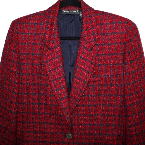 Vintage 80s Anne Klein II Tweed Blazer