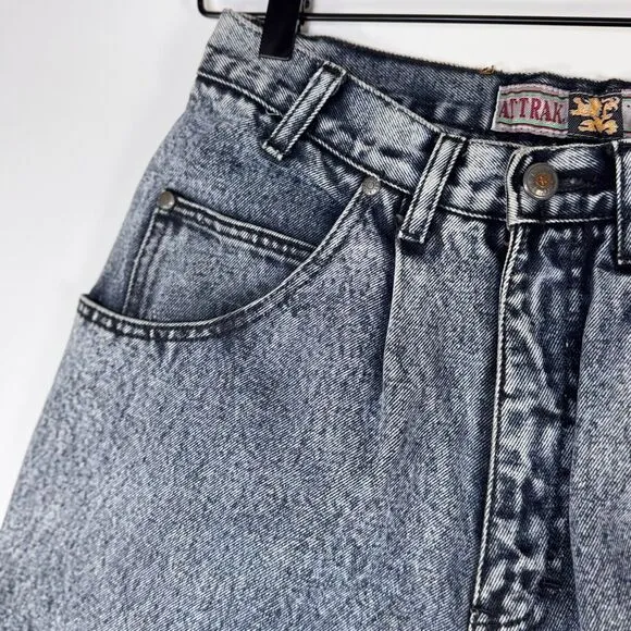 Vintage 90s ATTRAK Acid Wash Denim Shorts Mens W31 Blue Gray Pleated Y2K Grunge
