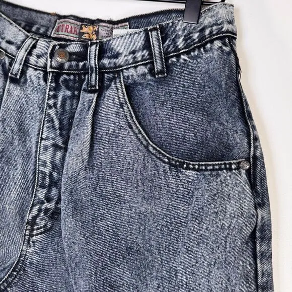 Vintage 90s ATTRAK Acid Wash Denim Shorts Mens W31 Blue Gray Pleated Y2K Grunge