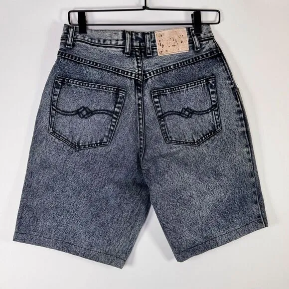 Vintage 90s ATTRAK Acid Wash Denim Shorts Mens W31 Blue Gray Pleated Y2K Grunge