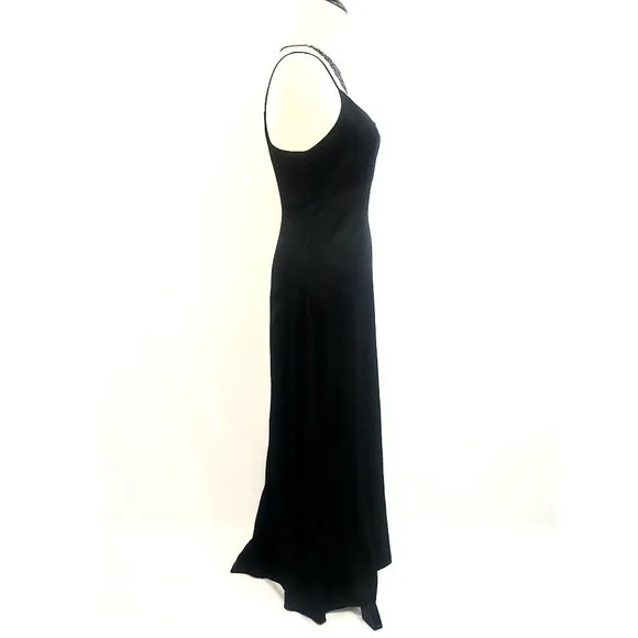 Vintage 90s Black Empire Waist Low Back Grunge Dress Sz 11