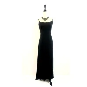 Vintage 90s Black Empire Waist Low Back Grunge Dress Sz 11