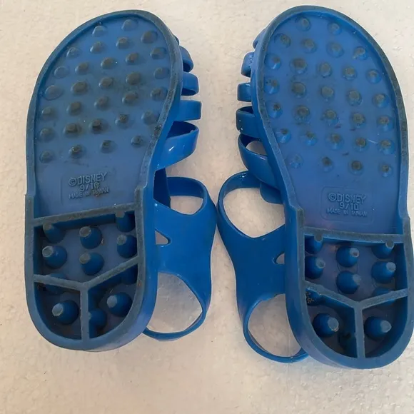 Vintage 90s Disney pooh jelly sandals blue strappy summer beach pool girls 9 10