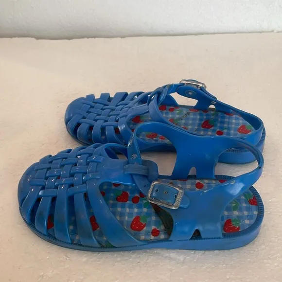 Vintage 90s Disney pooh jelly sandals blue strappy summer beach pool girls 9 10
