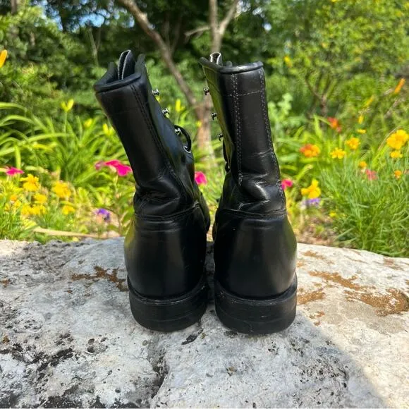 Vintage 90s Justin Roper Black Lace Up Kilte Cowgirl Western Boots 7B Style L506