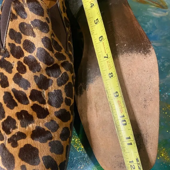 Vintage 90s leopard patterned pony hair Brown and Black Slip-On Loafers size 12