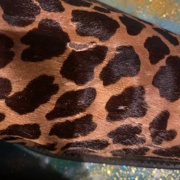 Vintage 90s leopard patterned pony hair Brown and Black Slip-On Loafers size 12