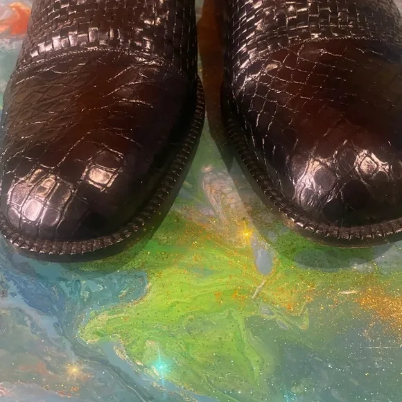 Vintage 90s PAOLO DE MARCO genuine crocodile buckle Black Men's sandals Size 11
