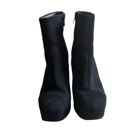 Vintage 90s Y2K Wild Pair Black Suede Platform Chunky High Heel Bratz Bo…