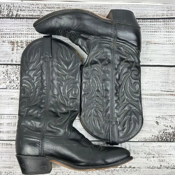 Vintage Acme Western‎ Cowboy Boots Embroidered Leather Classic Style 9.5 D