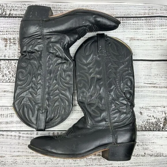 Vintage Acme Western‎ Cowboy Boots Embroidered Leather Classic Style 9.5 D