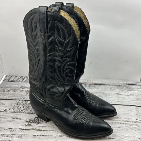 Vintage Acme Western‎ Cowboy Boots Embroidered Leather Classic Style 9.5 D