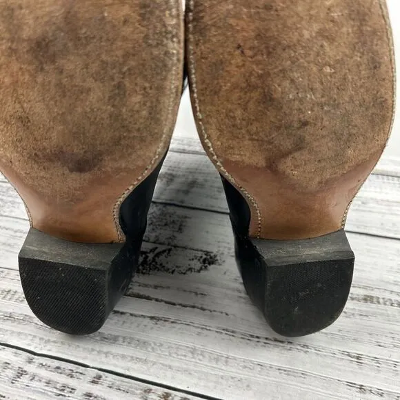 Vintage Acme Western‎ Cowboy Boots Embroidered Leather Classic Style 9.5 D