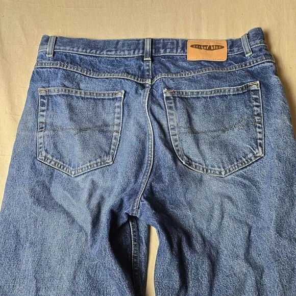 VINTAGE Anchor Blue Baggy Men Jeans 40x30 Blue‎ Denim Skateboard Street Wear Y2K