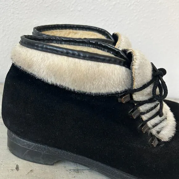 Vintage Aspen after skiing boots Yodelers 60s 70s seuede faux fur lined winter 7