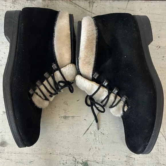 Vintage Aspen after skiing boots Yodelers 60s 70s seuede faux fur lined winter 7