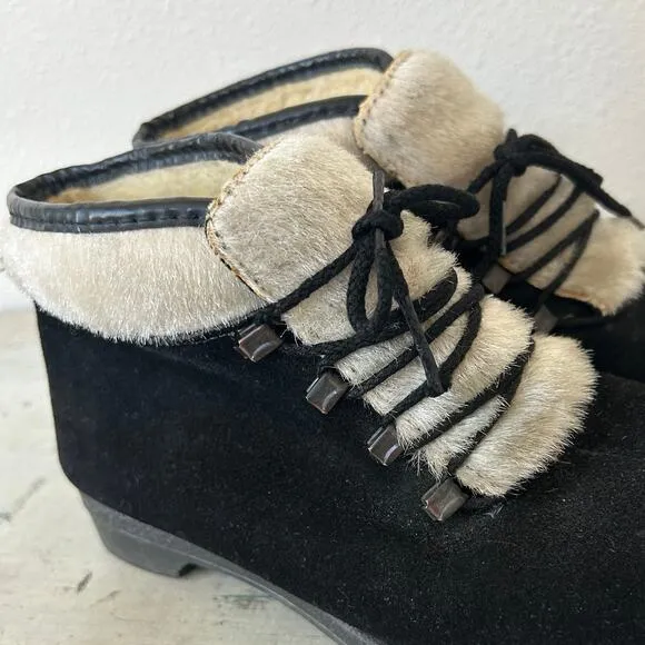 Vintage Aspen after skiing boots Yodelers 60s 70s seuede faux fur lined winter 7