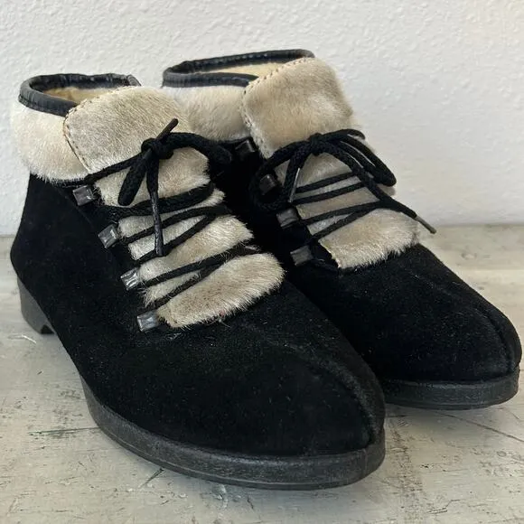 Vintage Aspen after skiing boots Yodelers 60s 70s seuede faux fur lined winter 7