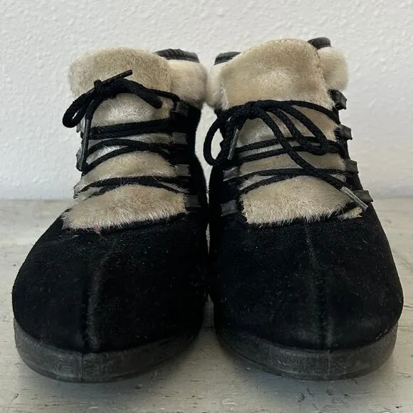 Vintage Aspen after skiing boots Yodelers 60s 70s seuede faux fur lined winter 7