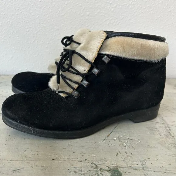 Vintage Aspen after skiing boots Yodelers 60s 70s seuede faux fur lined winter 7
