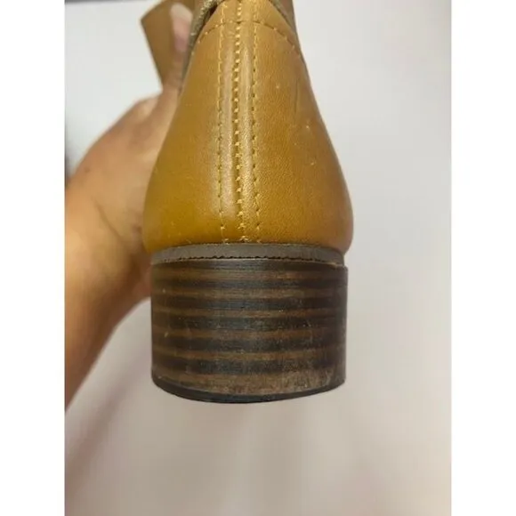 Vintage Beacons Brown Leather Ankle Boots With Low Heel &amp; Buckle Detail Slip on