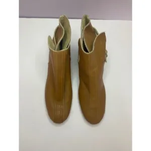 Vintage Beacons Brown Leather Ankle Boots With Low Heel &amp; Buckle Detail Slip on