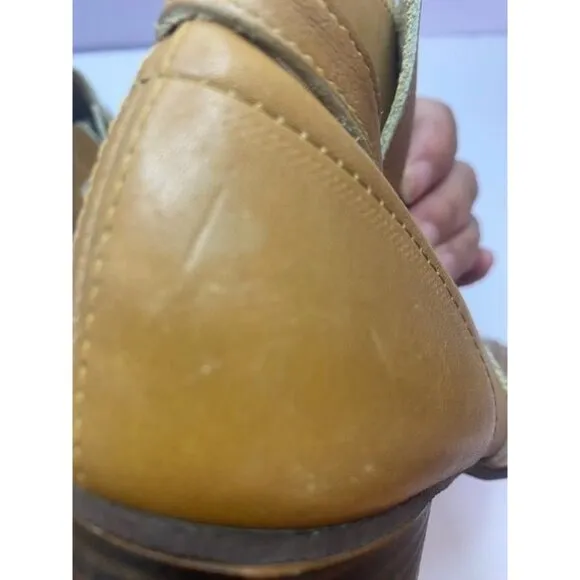 Vintage Beacons Brown Leather Ankle Boots With Low Heel &amp; Buckle Detail Slip on