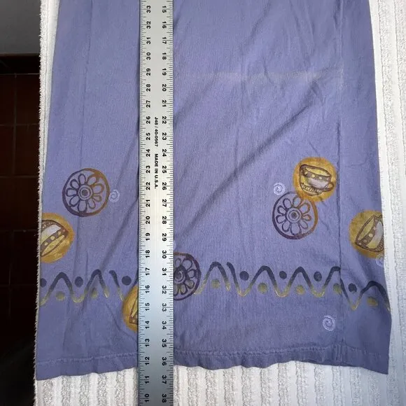 VINTAGE Blue Fish Women's Straight Maxi Skirt Purple Elastic Waist Size 1