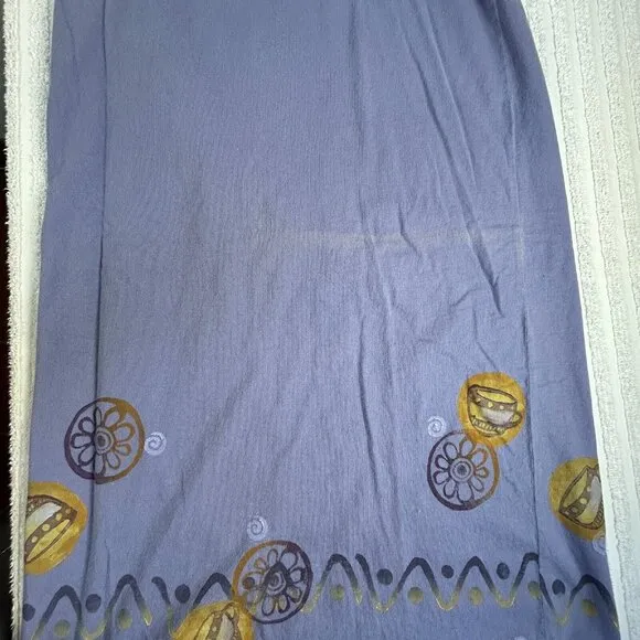 VINTAGE Blue Fish Women's Straight Maxi Skirt Purple Elastic Waist Size 1
