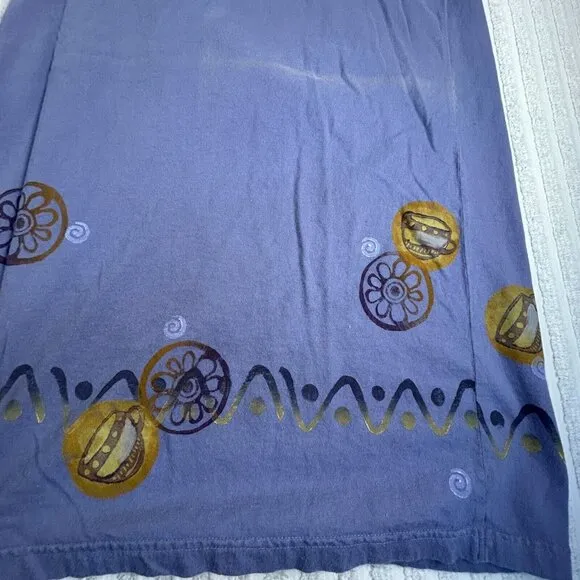 VINTAGE Blue Fish Women's Straight Maxi Skirt Purple Elastic Waist Size 1