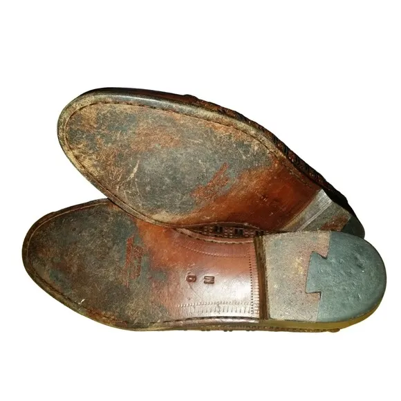 Vintage Bragano By Cole Haan Loafers men Sz 9 M Brown Leather Made In Italy Bo