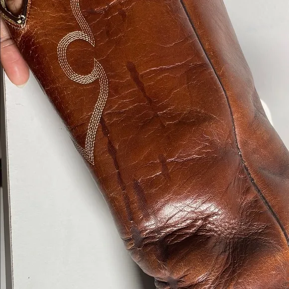 Vintage Brown Leather J Chisolm Boots with Embroidered detail Mens 10.5 D Cowboy