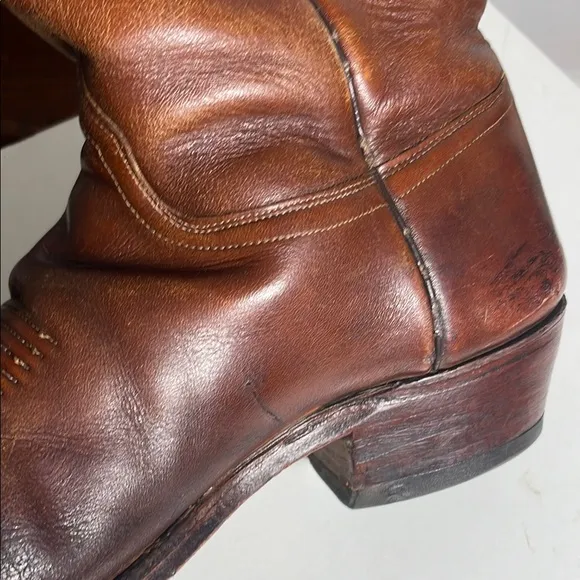 Vintage Brown Leather J Chisolm Boots with Embroidered detail Mens 10.5 D Cowboy