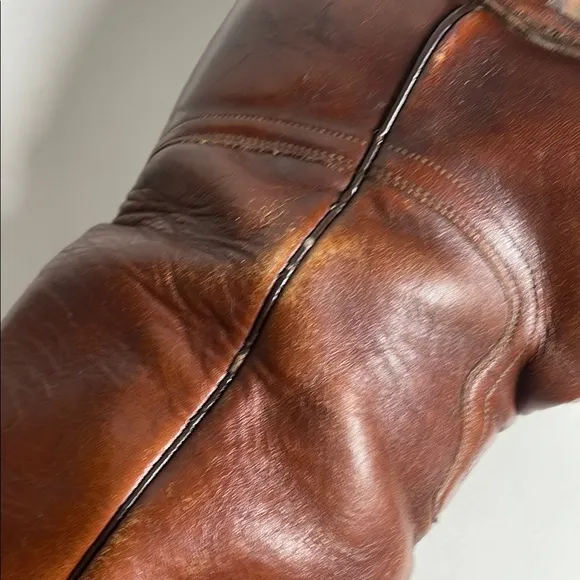 Vintage Brown Leather J Chisolm Boots with Embroidered detail Mens 10.5 D Cowboy