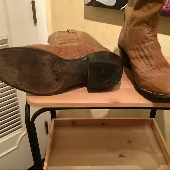 Vintage Brown Ostrich  Western Cowboy Boots