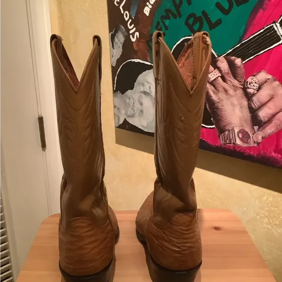 Vintage Brown Ostrich  Western Cowboy Boots