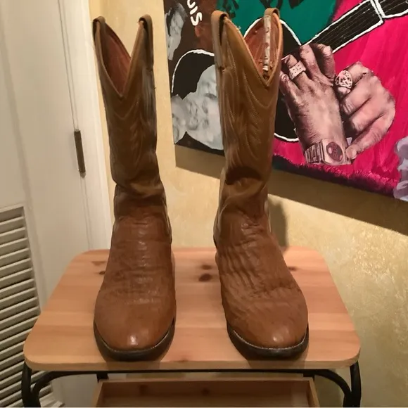 Vintage Brown Ostrich  Western Cowboy Boots
