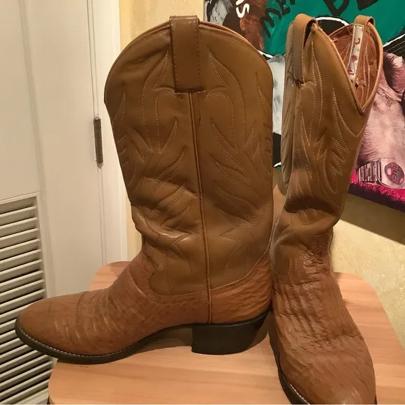 Vintage Brown Ostrich  Western Cowboy Boots