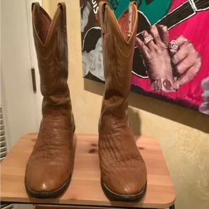 Vintage Brown Ostrich  Western Cowboy Boots